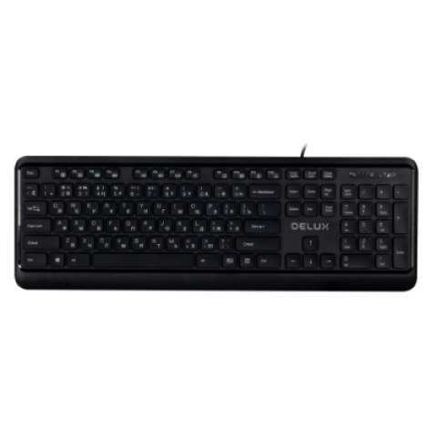 Клавиатура проводная Delux DLK-290UB, USB, Анг/Рус/Каз, черный