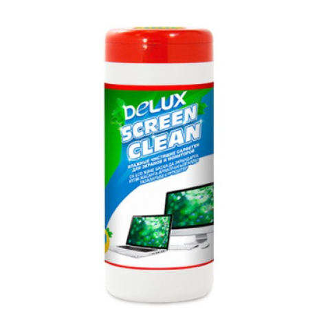 Салфетки чистящие влажные для экранов и мониторов Delux Screen Clean, 100 шт/туб