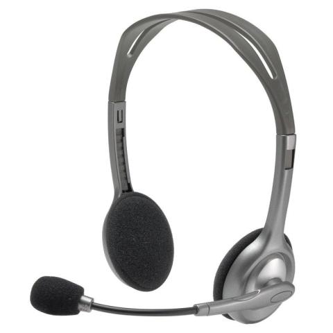 Гарнитура проводная Logitech Stereo Headset H110, 2 х miniJack 3,5 мм, серый (981-000271)