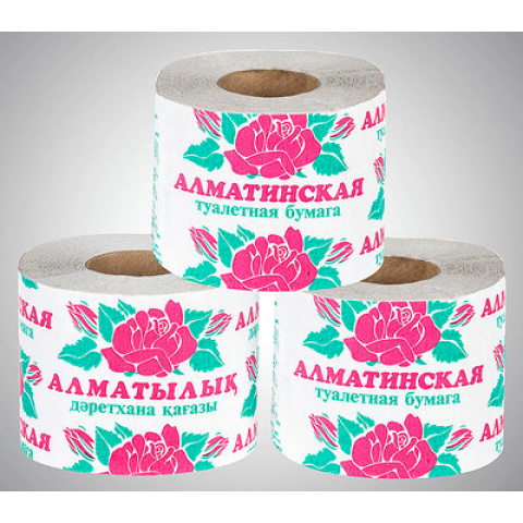 Туалетная бумага, 1 слой, натуральная, 12 рул, Карина "Алматинская"
