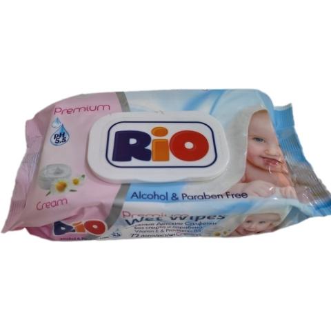 Салфетки влажные, RIO Premium с кремом, 72 шт, SG