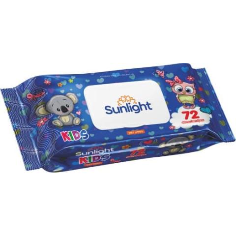 Салфетки влажные, SUNLIGHT Standard Синий, 72шт, SG