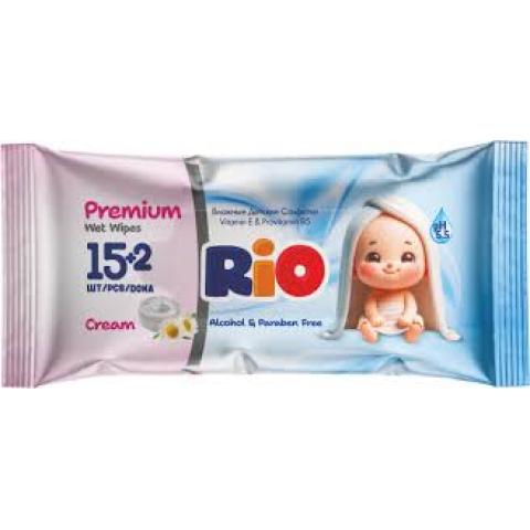 Салфетки влажные, RIO Premium с кремом, 17 шт, SG