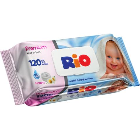 Салфетки влажные, RIO Premium с кремом, 120 шт, SG