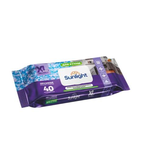 Салфетки влажные абразивные XL, SUNLIGHT для уборки кухни, 40шт, 25х20 см, SG