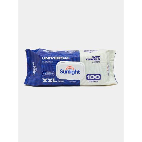 Полотенца влажные XXL, SUNLIGHT UNIVERSAL, 100шт, 25х25 см, SG