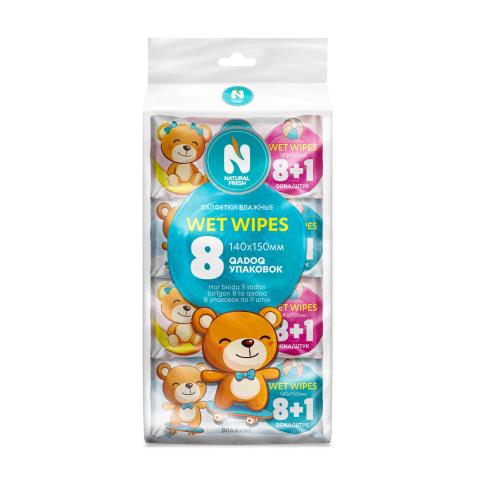 Салфетки влажные набор, NATURAL FRESH, 8уп х 9шт, SG