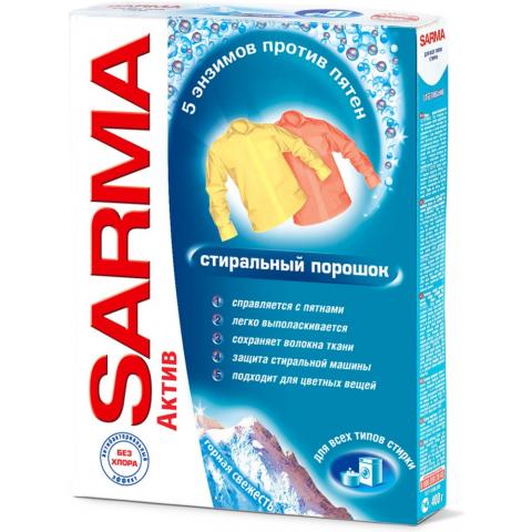 Стиральный порошок SARMA Актив Горная свежесть, для всех типов стирки, 400г