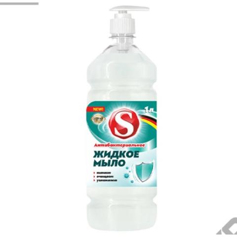 Мыло жидкое антибактериальное "S" с дозатором, 1л, WEC