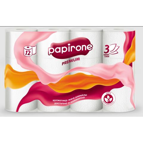 Туалетная бумага 3сл, 17м, 12 рулонов, Papirone