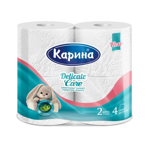 Туалетная бумага Delicate Care, 2 слоя, целлюлоза, 4 рулона, Карина