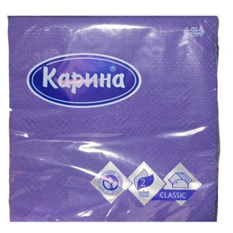 Салфетки бумажные 30 шт, 33х33 см, двухслойные, фиолетовый, Карина