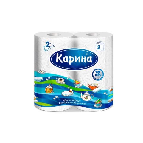 Полотенца бумажные, рулонные, 2 рулона, 2сл, 12м, Карина