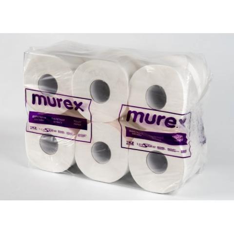 Туалетная бумага, 2 слоя, втулка 76мм, 150м, целлюлоза, jumbo, 12 рул, Murex