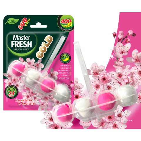 Блок подвесной для унитаза DUO EFFECT 5в1 Сакура, 1 шт GOLD Master FRESH