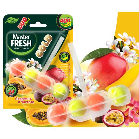Блок подвесной для унитаза DUO EFFECT 5в1 Тропик, 1 шт GOLD Master FRESH