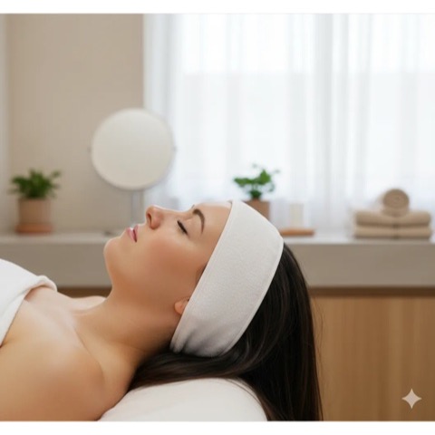 Лента махровая для волос Beautyfor на липучке, белая
