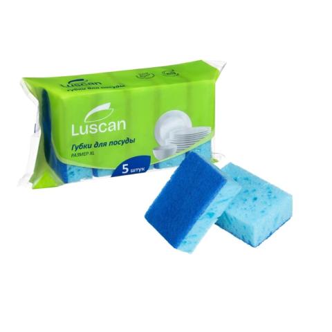 Губка для посуды, 5 шт, крупнопористая, 100х70х35 мм, Luscan