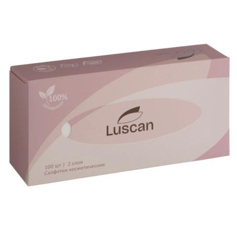 Салфетки косметические, 2 слоя, 100 шт, в коробке, Luscan