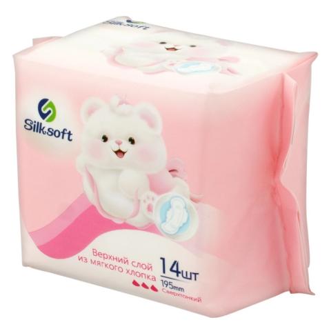 Прокладки сверхтонкие, дневные мини SS-PY005, 195мм, 14шт, Silksoft