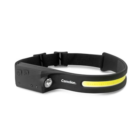 Фонарь налобный Camelion RS218, 1200 мАч, 3W LED + 10W COB, до 320Лм, чёрный