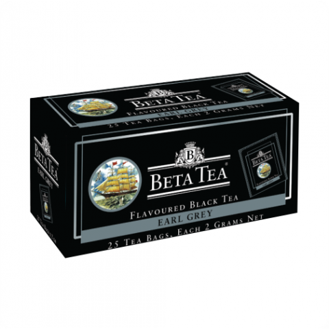 Чай черный Beta Tea Earl Grey Цейлонский, листовой с бергамотом, 25х2г, пакетированный