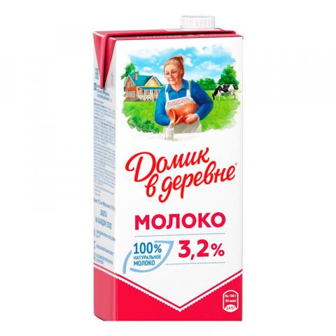 Молоко Домик в деревне, 3,2% жирности, 925мл