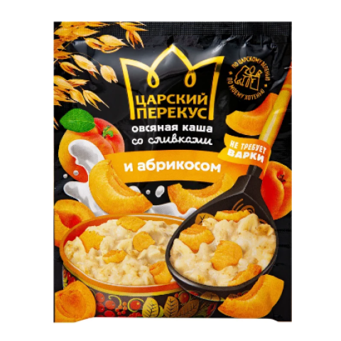 Каша Царский перекус овсяная со сливками и абрикосом, 35 г