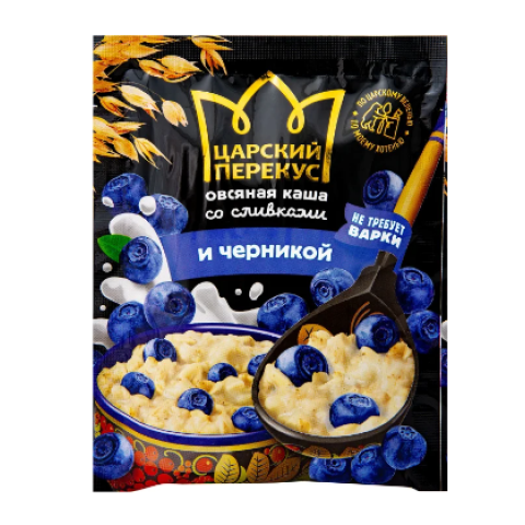 Каша Царский перекус овсяная со сливками и черникой, 35 г