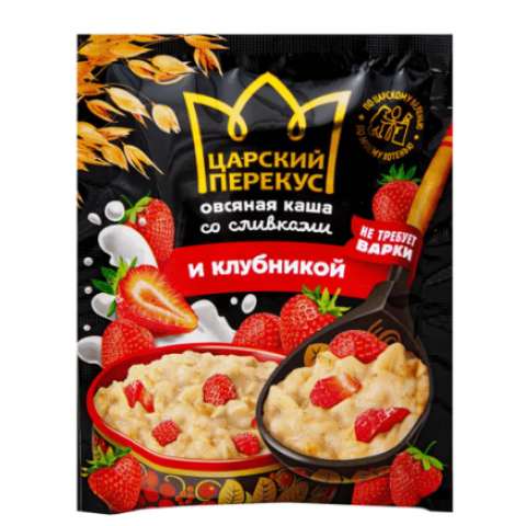 Каша Царский перекус овсяная со сливками и клубникой, 35 г