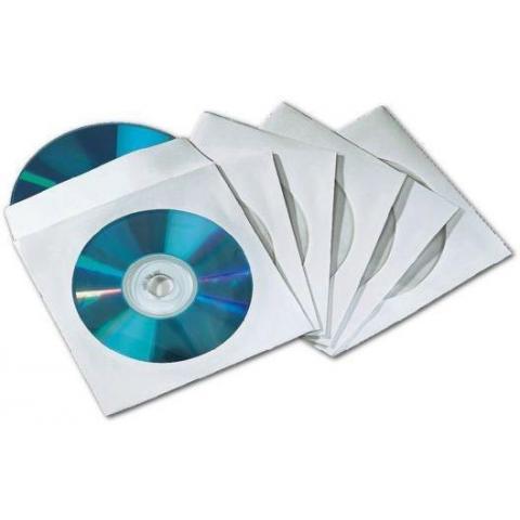 Конверт бумажный для CD-диска с окошком, 100шт белый