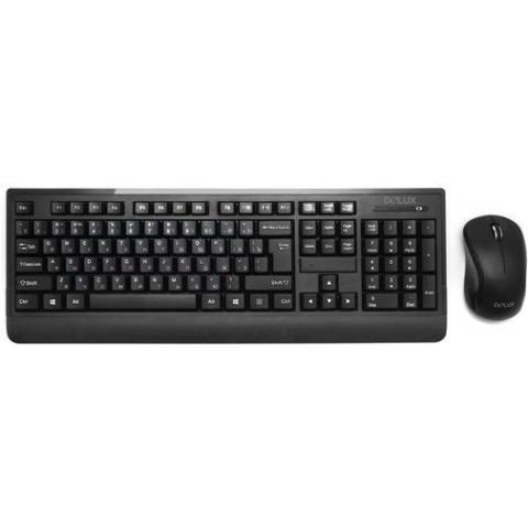 Комплект беспроводной клавиатура + мышь, Delux, DLD-6091OGB, USB, черный