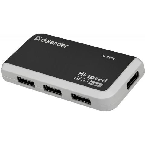 Расширитель USB Defender Quadro Infix, 2.0, на 4 порта, черно/белый