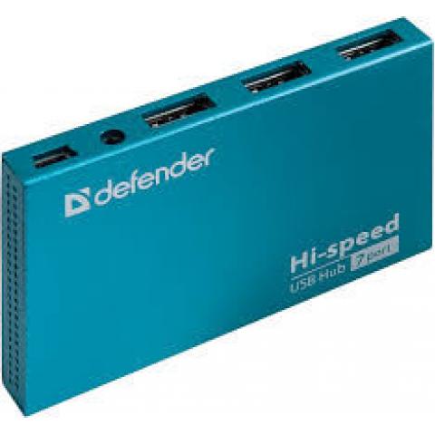 Расширитель USB Defender Septima Slim, 2.0, на 7 портов, голубой